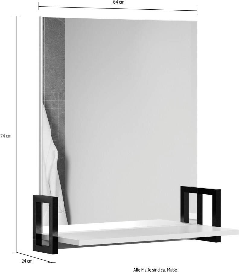 Welltime Badspiegel Malcesine rechthoekige badkamerspiegel met plankje breedte 64 cm grijsblauw (1 stuk) - Foto 2