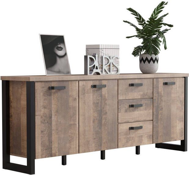 Home affaire Dressoir Edingburgh mat echt-hout-look bxhxd: ca. 214 x 86 x 45 cm modern imitatie-eiken (1 stuk) - Foto 7