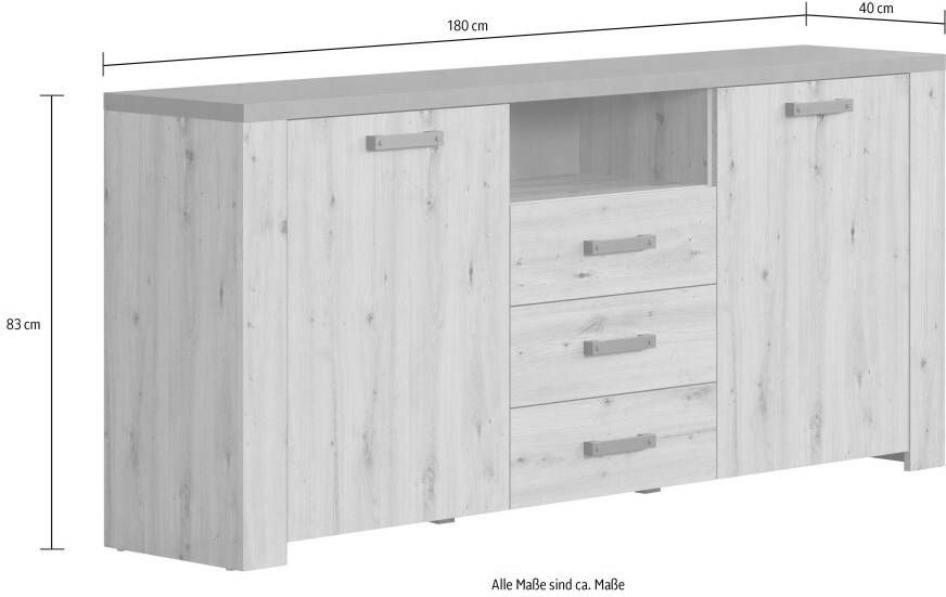 Home affaire Dressoir Ambres mat echt-hout-look ca.-afm. bxh: 180x83 cm lichtbruin eiken (1 stuk) - Foto 9