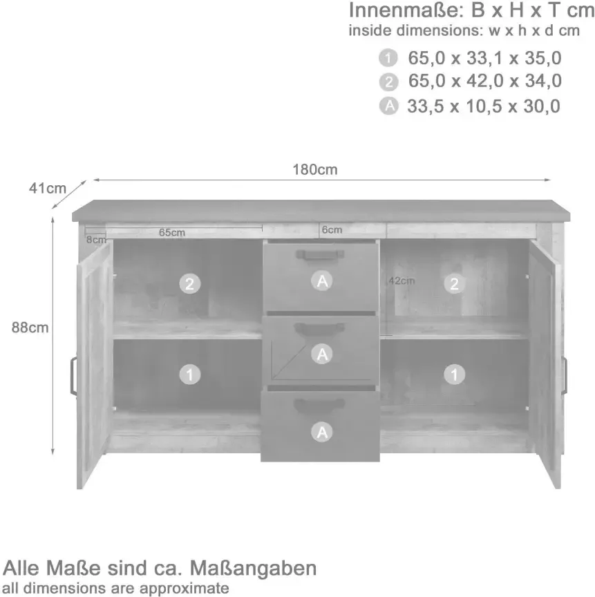 Trendteam Dressoir GEORGIA Diagonale spijlen - Foto 6