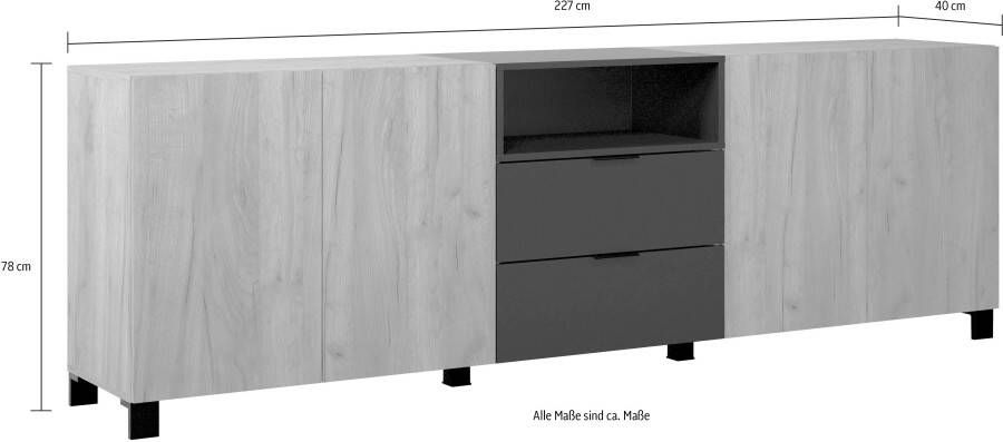 INOSIGN Dressoir Kriens Sidetable eiken lichtbruin matzwart breedte 227 cm hoogte 78 cm - Foto 9