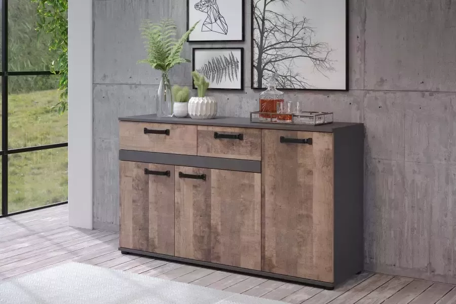 Trendteam smart living Stripe sideboard eiken tabak-matera 142 x 83 x 41 cm - Foto 8