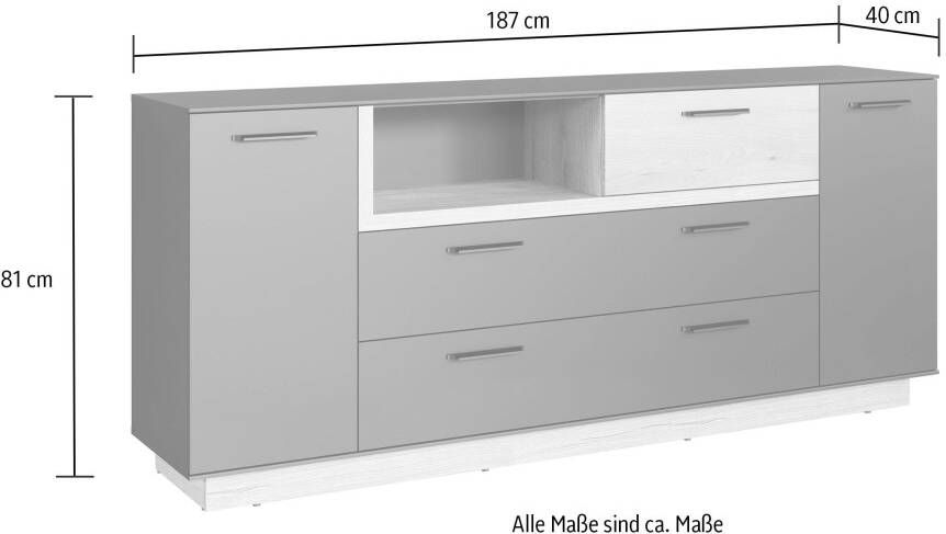 INOSIGN Dressoir Premont ca. 187 cm breed tweekleurige kast modern eiken staand (1 stuk) - Foto 11