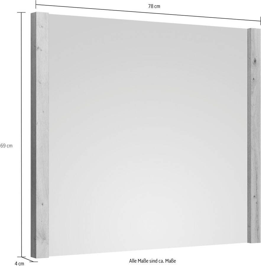Andas Garderobespiegel Drammen Wandspiegel lijst gedeeltelijke in houtlook bxh ca.: 78 x 69 cm (1 stuk)