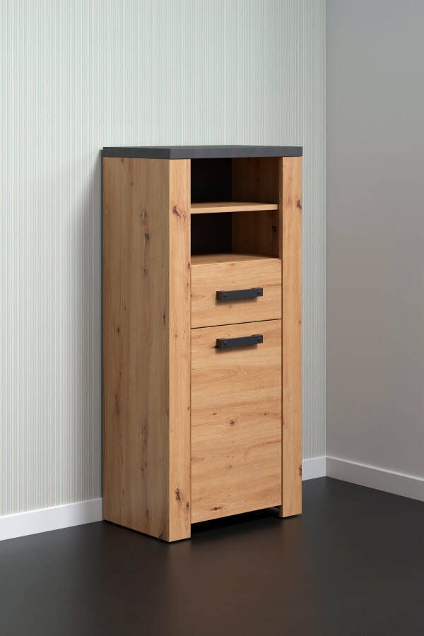 Home affaire Halfhoge kast Ambres mat echt-hout-look ca. 53 cm breed draairichting l r melamine (1 stuk) - Foto 6