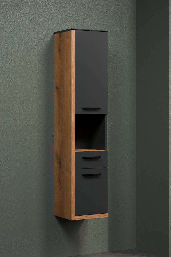 INOSIGN Halfhoge kast Premont grijs hangend badkamerkastje 35 cm x 157 cm hoog soft-closetechniek 2 deuren (1 stuk) - Foto 6