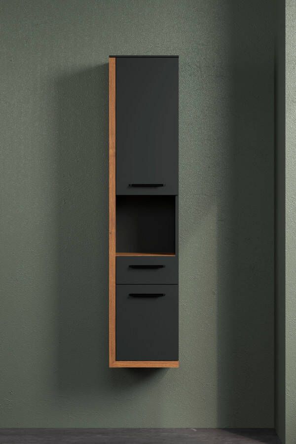 INOSIGN Halfhoge kast Premont grijs hangend badkamerkastje 35 cm x 157 cm hoog soft-closetechniek 2 deuren (1 stuk) - Foto 7