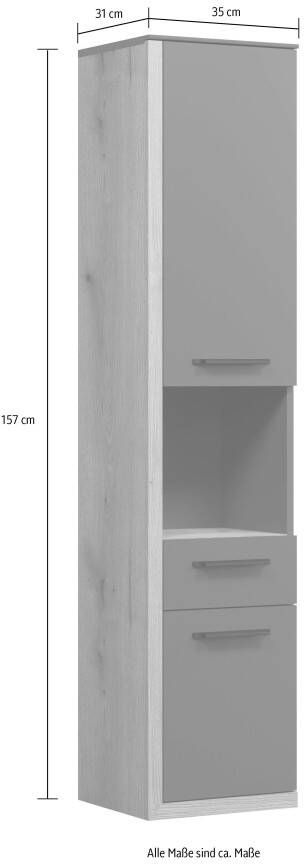 INOSIGN Halfhoge kast Premont grijs hangend badkamerkastje 35 cm x 157 cm hoog soft-closetechniek 2 deuren (1 stuk) - Foto 10