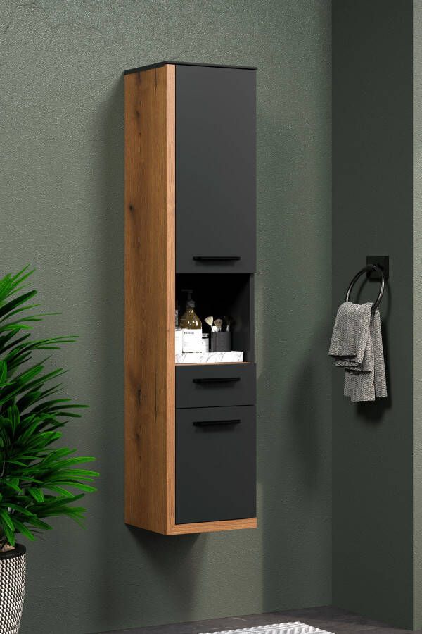INOSIGN Halfhoge kast Premont grijs hangend badkamerkastje 35 cm x 157 cm hoog soft-closetechniek 2 deuren (1 stuk) - Foto 3