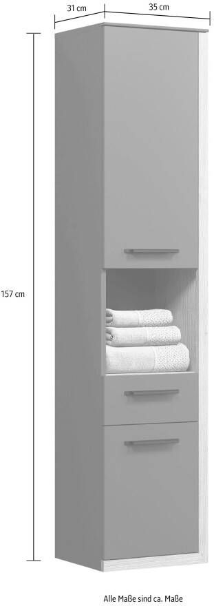 INOSIGN Halfhoge kast Premont grijs hangend badkamerkastje 35 cm x 157 cm hoog soft-closetechniek 2 deuren (1 stuk) - Foto 10