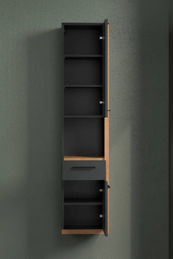 INOSIGN Halfhoge kast Premont grijs hangend badkamerkastje 35 cm x 157 cm hoog soft-closetechniek 2 deuren (1 stuk) - Foto 3