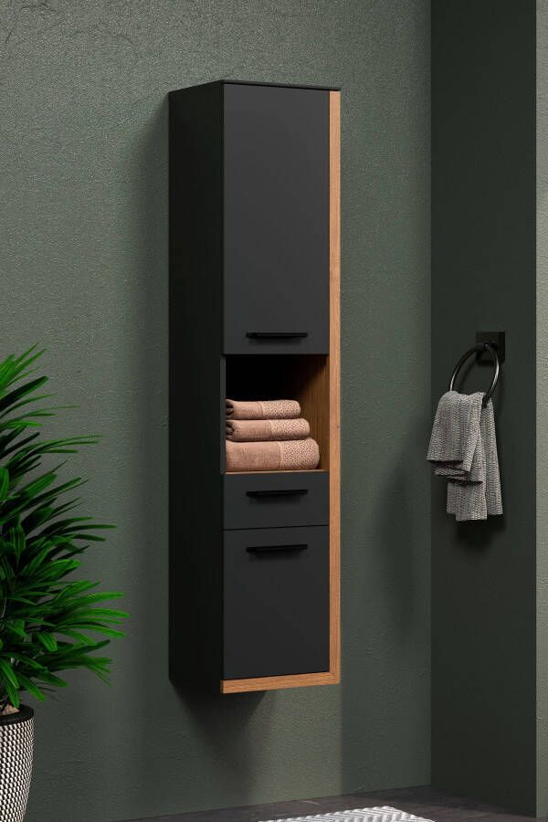 INOSIGN Halfhoge kast Premont grijs hangend badkamerkastje 35 cm x 157 cm hoog soft-closetechniek 2 deuren (1 stuk) - Foto 4