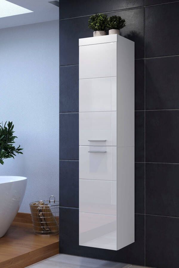 Trendteam smart living Devon Hoge kast voor de badkamer 35 x 170 x 33 cm wit hoogglans wit met veel opbergruimte - Foto 9