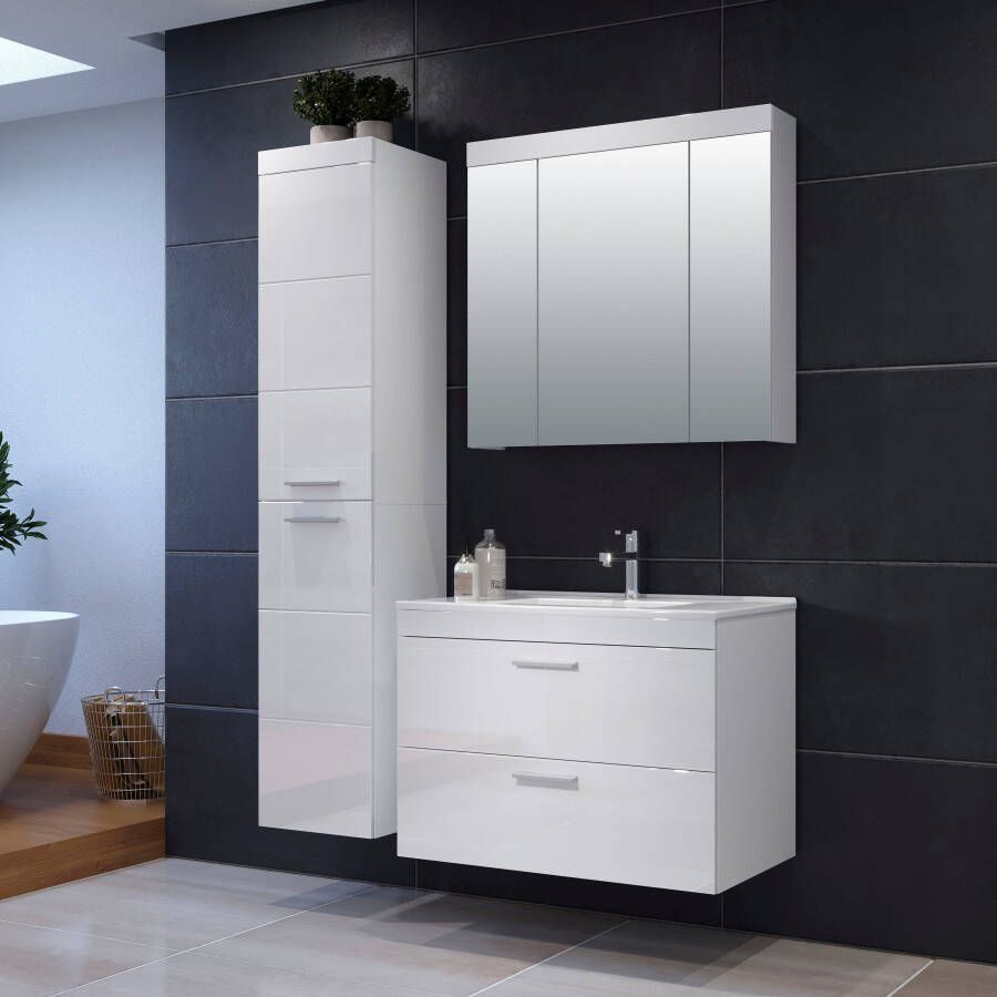 Trendteam smart living Devon Hoge kast voor de badkamer 35 x 170 x 33 cm wit hoogglans wit met veel opbergruimte - Foto 10