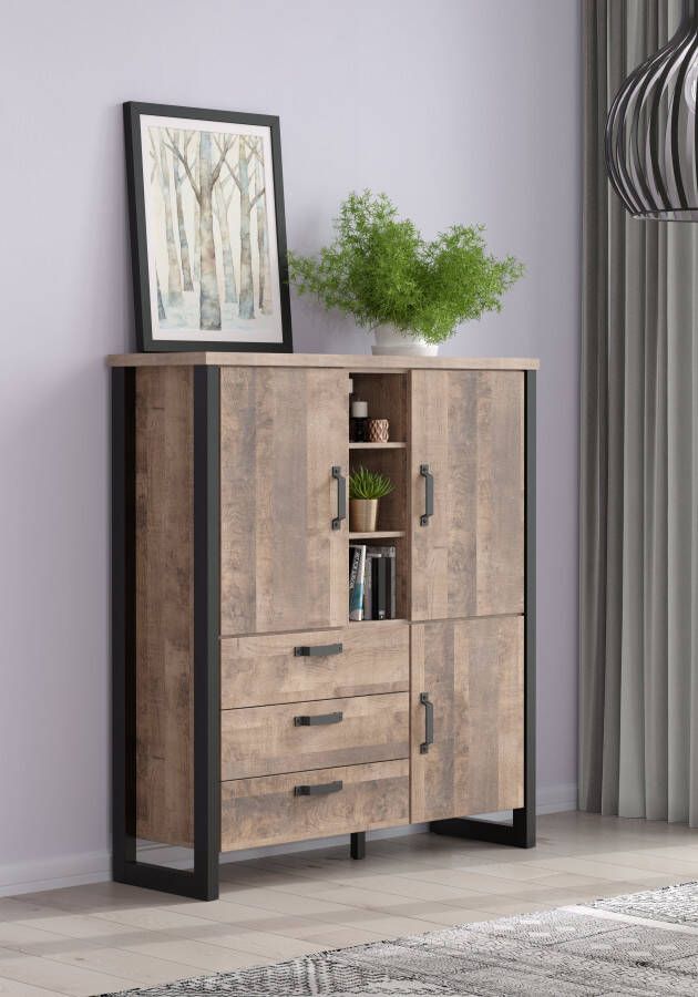 Home affaire Highboard Edingburgh mat echt-hout-look bxhxd: ca. 87 x 155 x 45 cm modern imitatie-eiken (1 stuk) - Foto 4