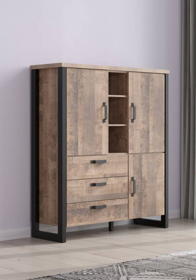 Home affaire Highboard Edingburgh mat echt-hout-look bxhxd: ca. 87 x 155 x 45 cm modern imitatie-eiken (1 stuk) - Foto 6