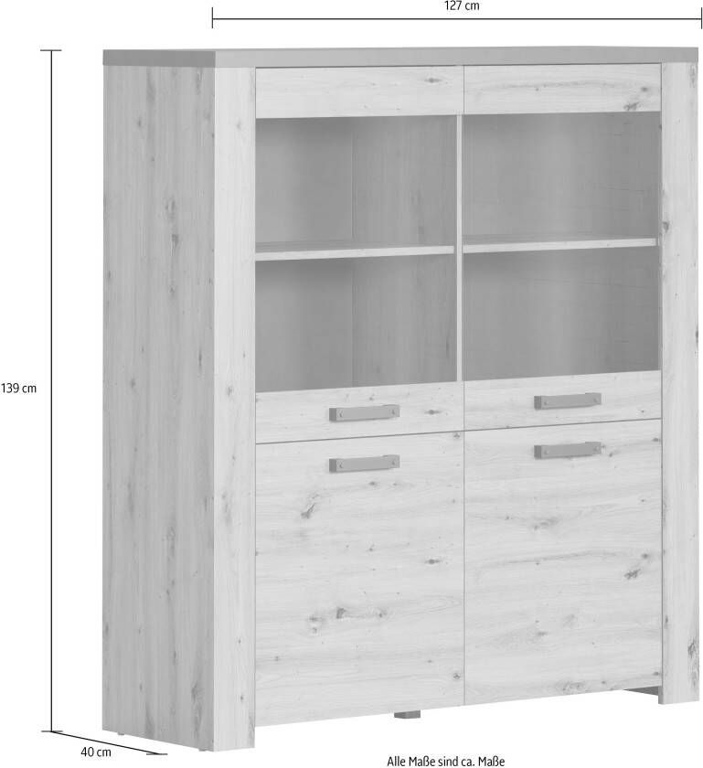 Home affaire Highboard Ambres mat echt-hout-look ca.-afm. bxh: 127x139 cm lichtbruin eiken (1 stuk) - Foto 6