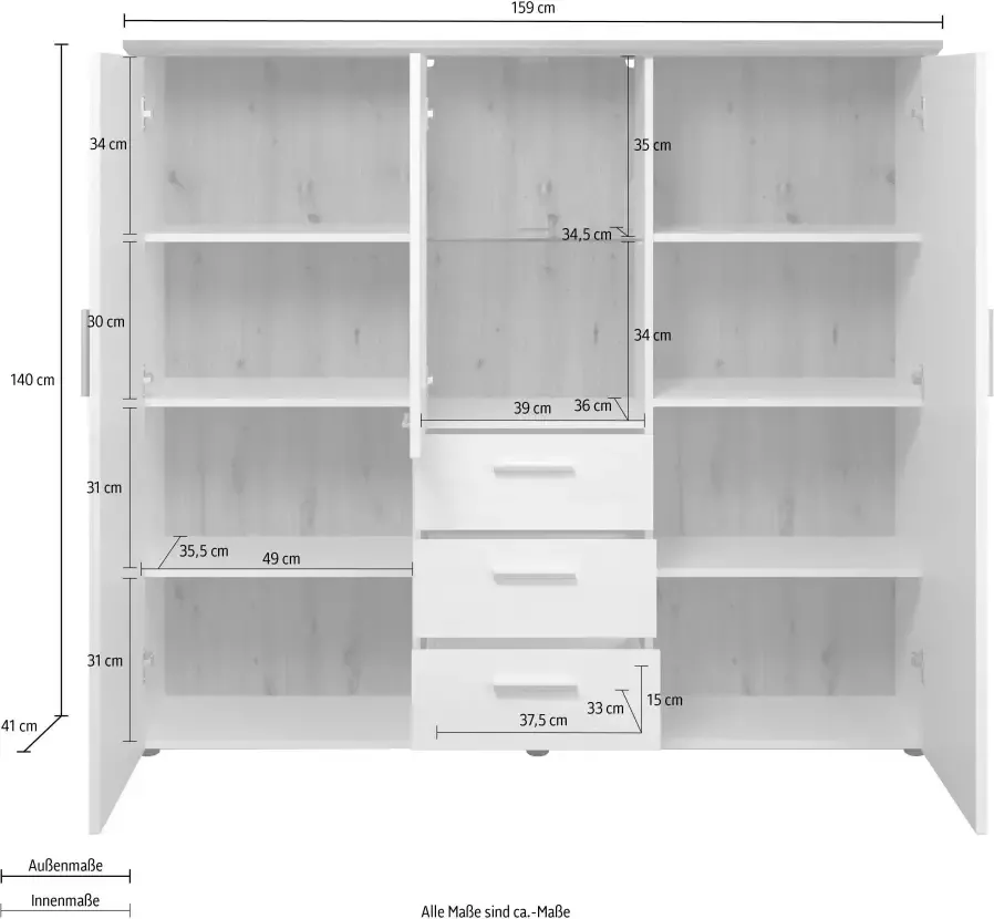 Home affaire Highboard Shade wederzijds monteerbare draairichting - Foto 2