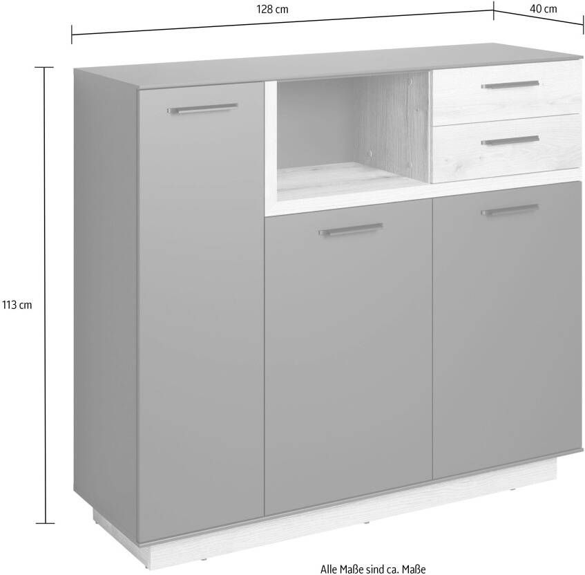 INOSIGN Highboard Premont ca. 128 cm breed tweekleurige kast modern eiken staand (1 stuk) - Foto 8