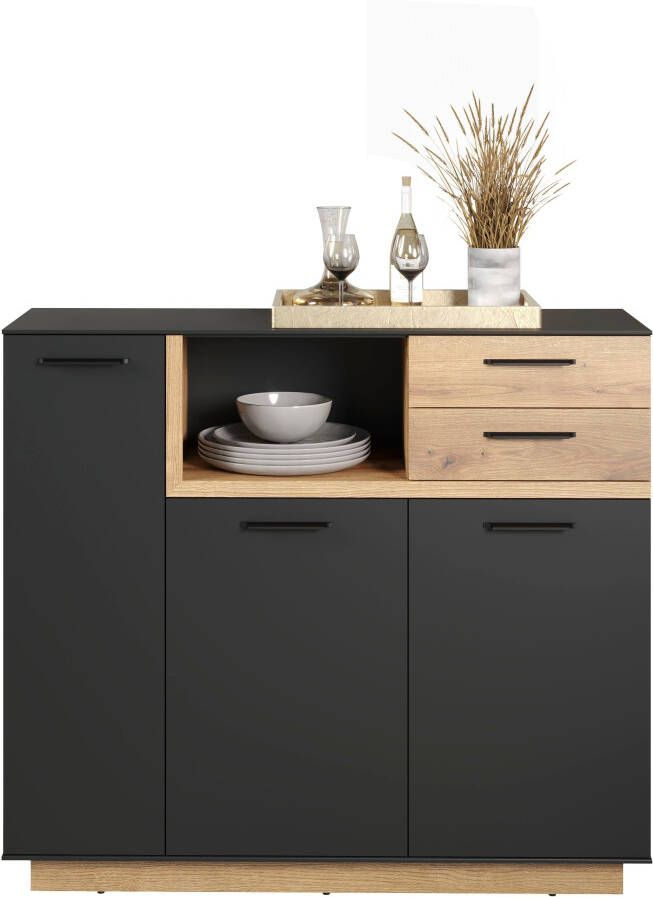 INOSIGN Highboard Premont ca. 128 cm breed tweekleurige kast modern eiken staand (1 stuk) - Foto 10