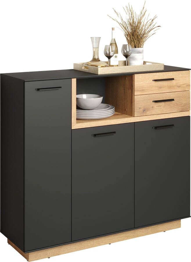 INOSIGN Highboard Premont ca. 128 cm breed tweekleurige kast modern eiken staand (1 stuk) - Foto 9