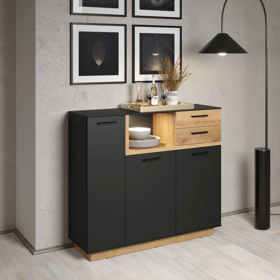 INOSIGN Highboard Premont ca. 128 cm breed tweekleurige kast modern eiken staand (1 stuk) - Foto 3