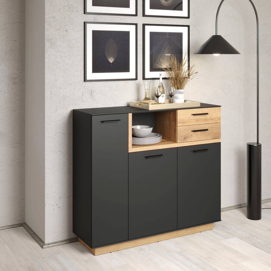 INOSIGN Highboard Premont ca. 128 cm breed tweekleurige kast modern eiken staand (1 stuk) - Foto 4