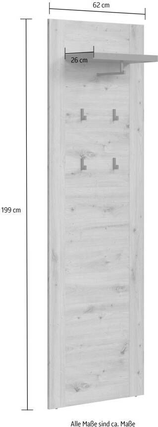 Home affaire Kapstokpaneel Ambres Mat lichtbruine echt-hout-look ca. 62 cm breed hoedenplank melamine - Foto 9