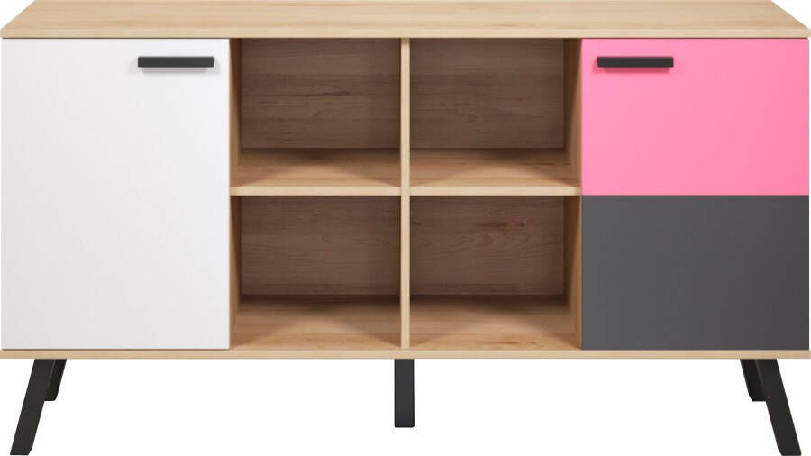 Trendteam smart living Mats Color Sideboard beukengrijs-wit-blauw roze 161 x 86 x 42 cm - Foto 14