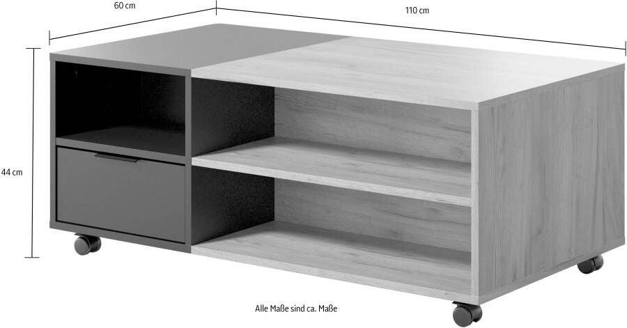 INOSIGN Salontafel Kriens hoekige salontafel breedte 110 cm hoogte 44 cm 2 ladebakken 6 vakken - Foto 18
