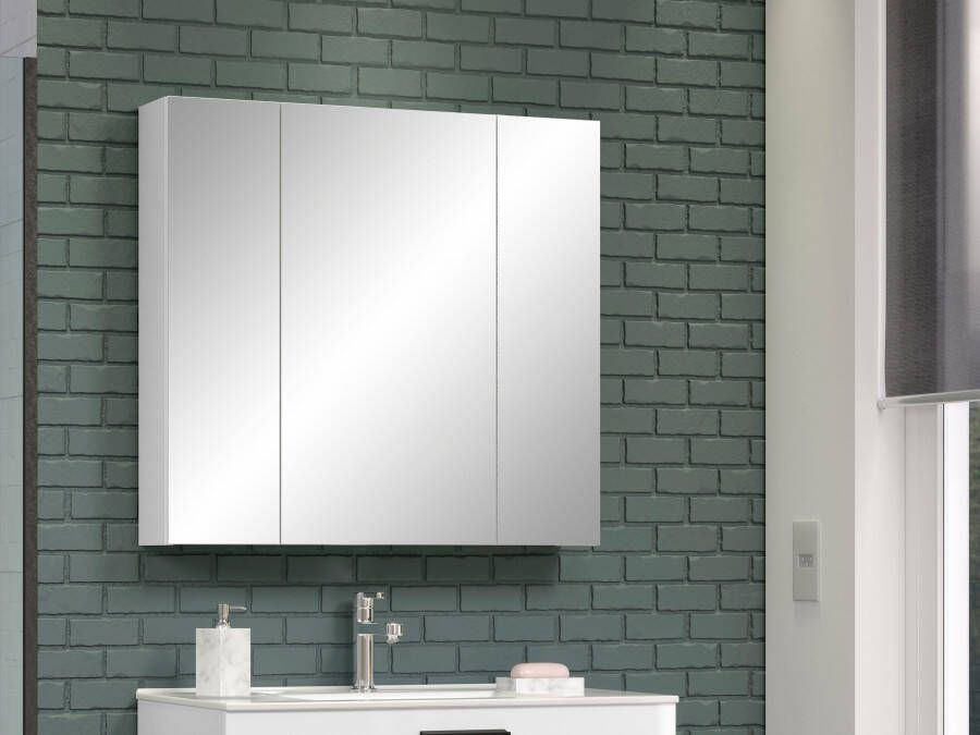 Trendteam smart living spiegelkast hout front: wit hoogglans Body: gerookt zilver 80 x 63 x 16 cm - Foto 2