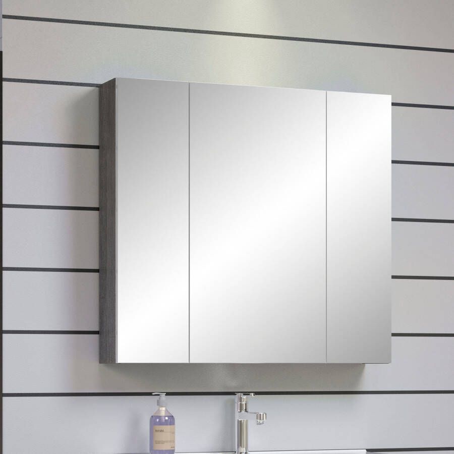 Trendteam smart living spiegelkast hout front: wit hoogglans Body: gerookt zilver 80 x 63 x 16 cm - Foto 7