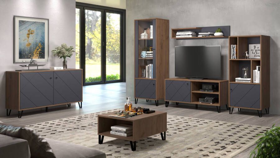 Places of Style Staand rek MOLVENO tweekleurig staand rek matte echte houtlook modern eiken soft-close (1 stuk) - Foto 5