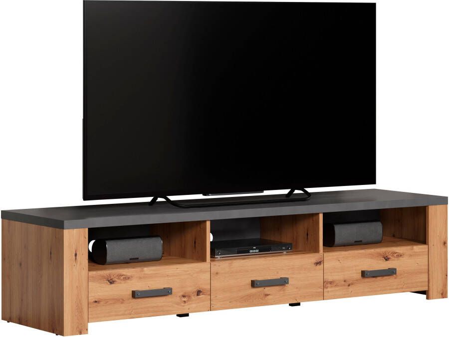 Home affaire Tv-meubel Ambres mat echt-hout-look ca.-afm. bxh: 180x43 cm tv-kast eiken (1 stuk)