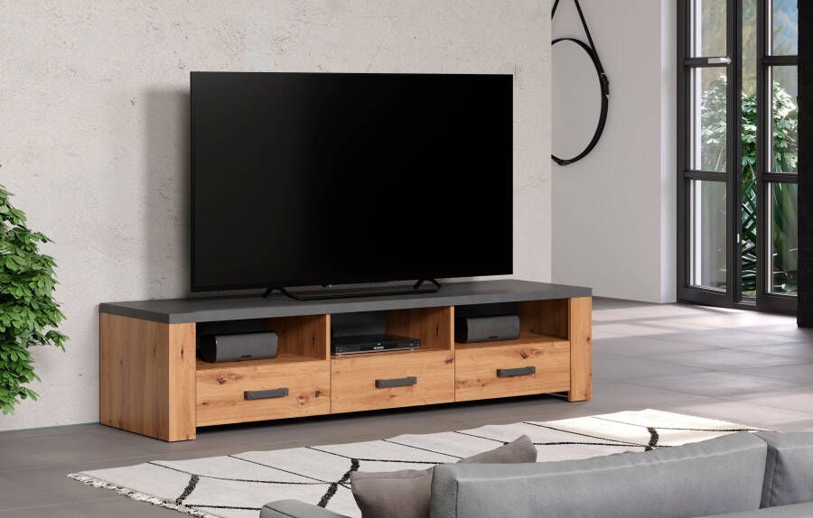 Home affaire Tv-meubel Ambres mat echt-hout-look ca.-afm. bxh: 180x43 cm tv-kast eiken (1 stuk) - Foto 3