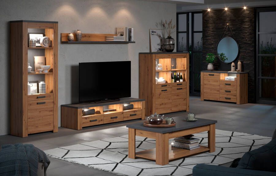 Home affaire Tv-meubel Ambres mat echt-hout-look ca.-afm. bxh: 180x43 cm tv-kast eiken (1 stuk) - Foto 4
