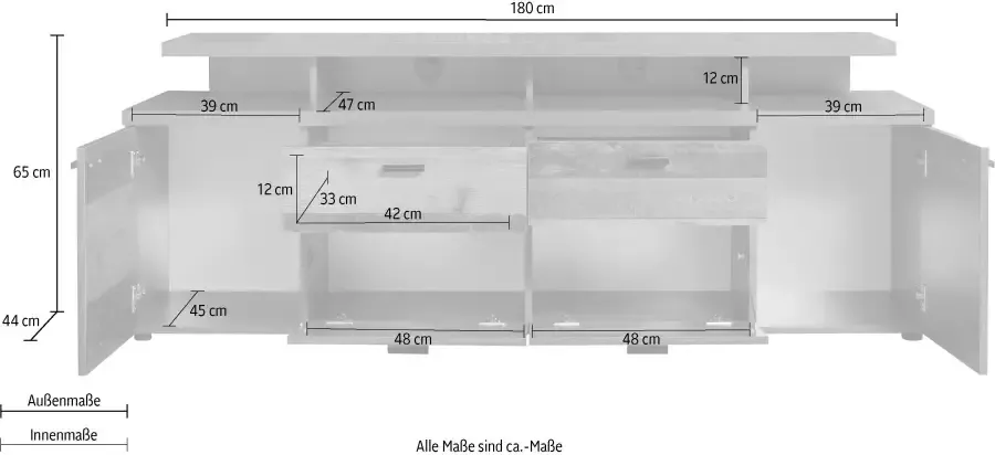 INOSIGN Tv-meubel Mood Lowboard met TV-opzetstuk Voor televisies tot 60 inch (2 stuks) - Foto 4