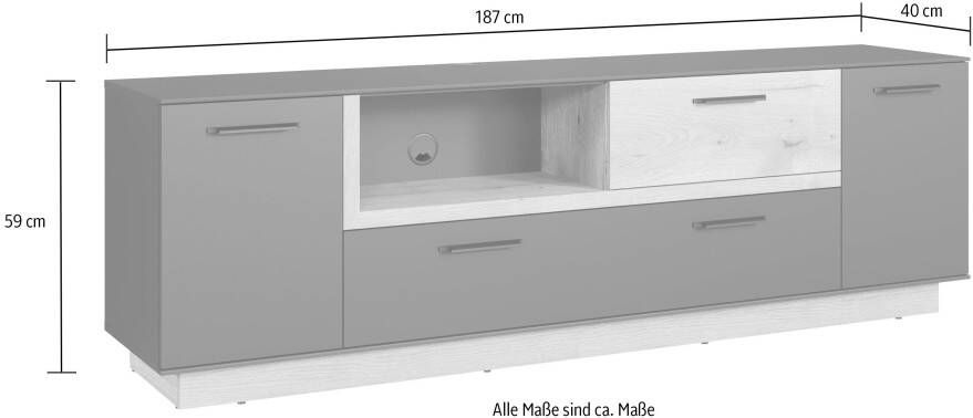 INOSIGN Tv-meubel Premont ca. 187 cm breed tweekleurige tv-kast modern eiken staand (1 stuk) - Foto 12