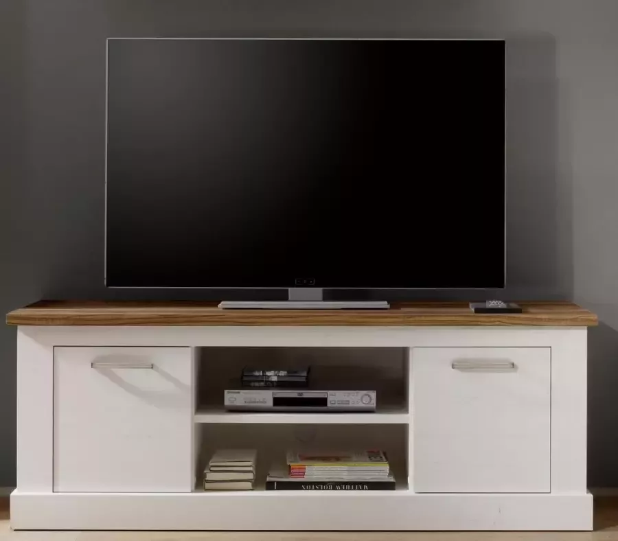 Hioshop TorontoWohnen TV-meubel 2 deuren 2 open vakken decor wit grenen decor walnoot. - Foto 2