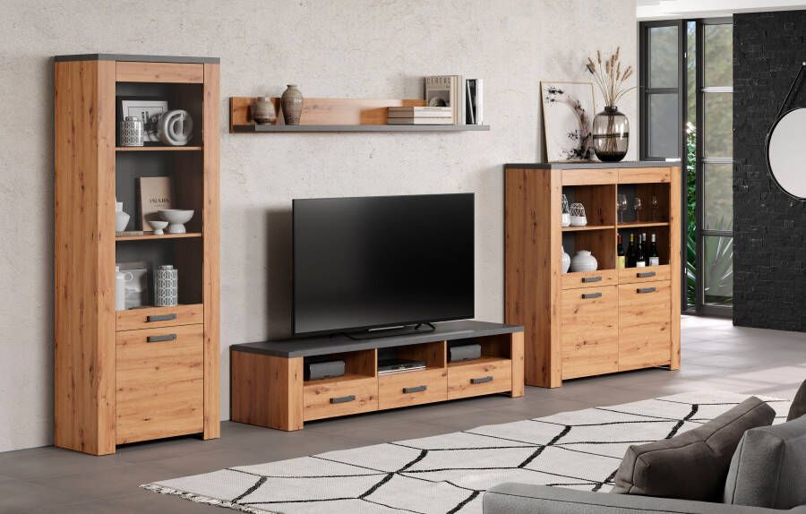 Home affaire Tv-wandmeubel Ambres Moderne tv-set echt-hout-look breedte ca. 409 cm mat (4-delig) - Foto 9