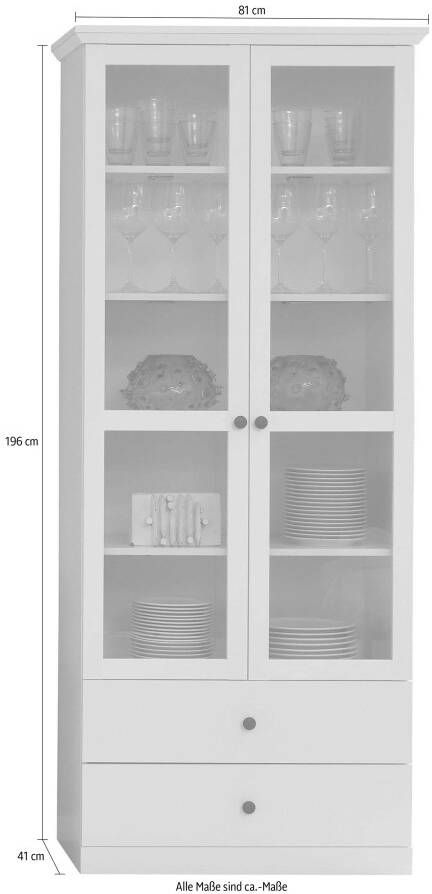 Home affaire Vitrinekast Baxter tijdloze landelijke stijl volledig uittrekbaar verlichting optioneel - Foto 2