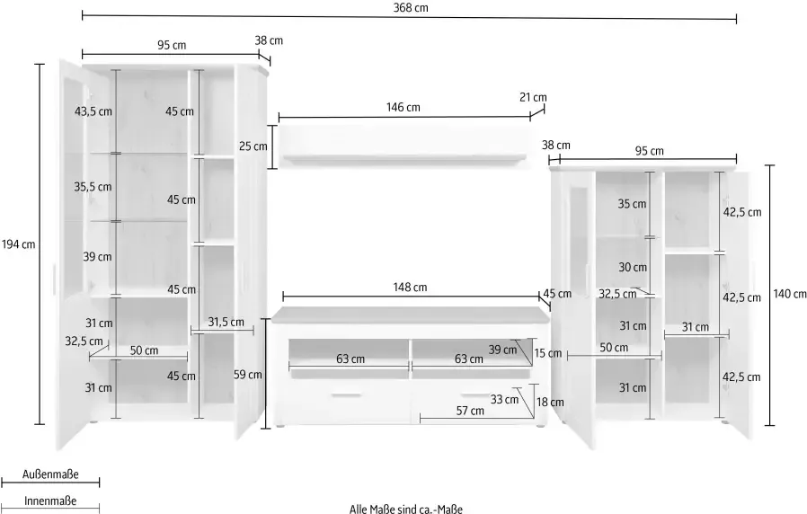 Home affaire Wandmeubel Shade (set 4-delig) - Foto 2