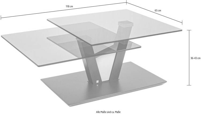 Vierhaus Salontafel Draaibaar glazen plateau op wielen - Foto 1