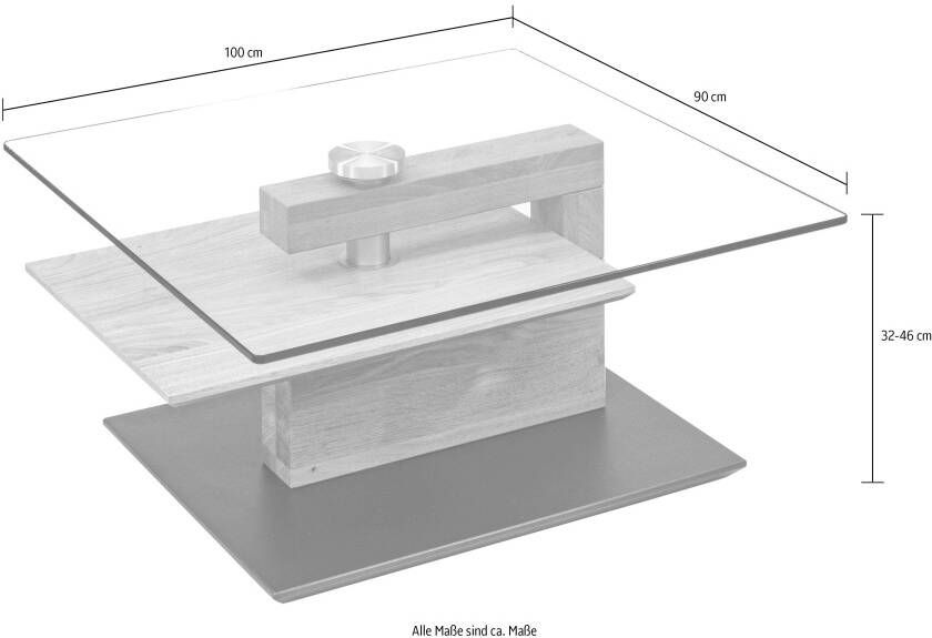 Vierhaus Salontafel draaibare glazen plaat oprolbaar plank - Foto 2