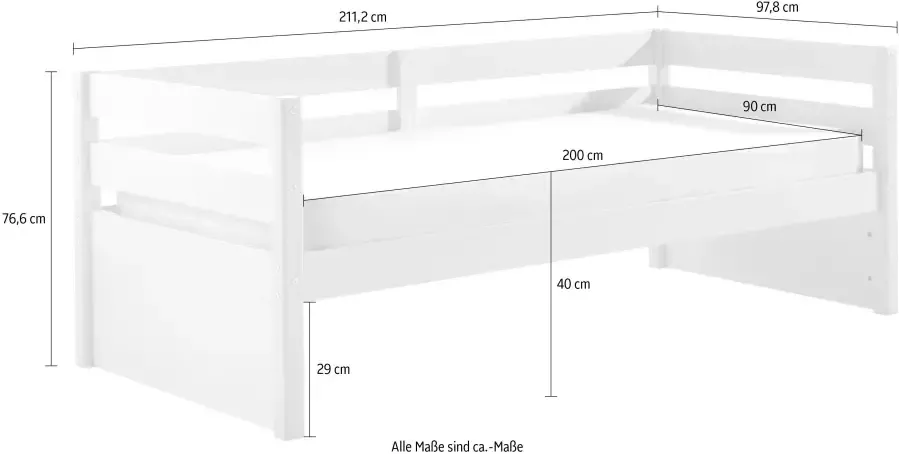 Vipack 1-persoonsledikant Hoogslaper met aanbouw opzij en poten ligoppervlak 90x 200 cm - Foto 2