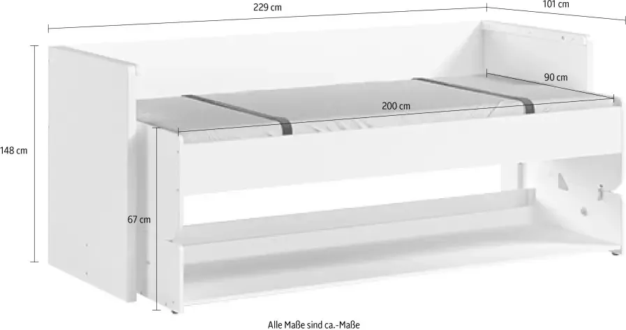 Vipack 1-persoonsledikant optimale 2 in 1 oplossing voor de kinderkamer decor oppervlak in wit - Foto 6