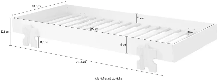 Vipack Kinderledikant Modulo Tienerbed 1-persoons stapelbed met poten in puzzel-look - Foto 4