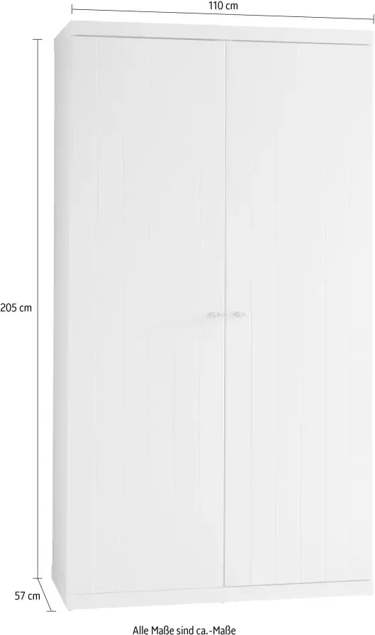Vipack Kledingkast Ruime 2-deurs kledingkast in rechtlijnig design uitvoering wit - Foto 17
