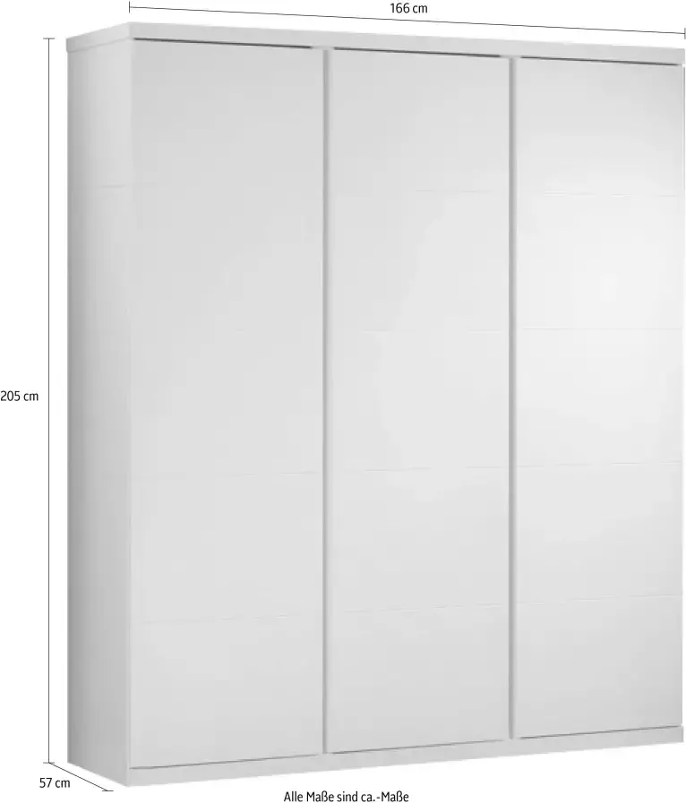 Vipack Kledingkast Ruime 3-deurs kledingkast in rechtlijnig design uitvoering wit - Foto 2