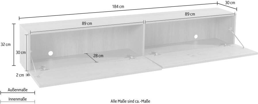 VOGL Möbelfabrik Tv-meubel 1237 Breedte 184 cm hangend en staand front van gefineerd eiken - Foto 3